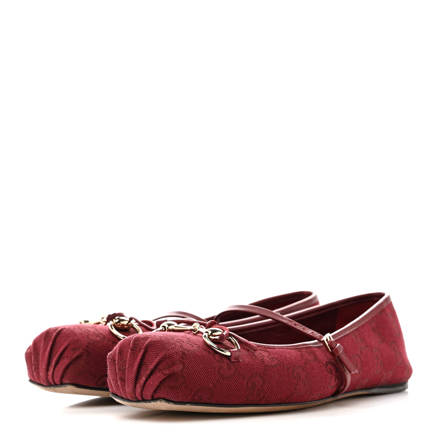 GG Monogram Horsebit Ballet Flats 40 Rosso Ancora