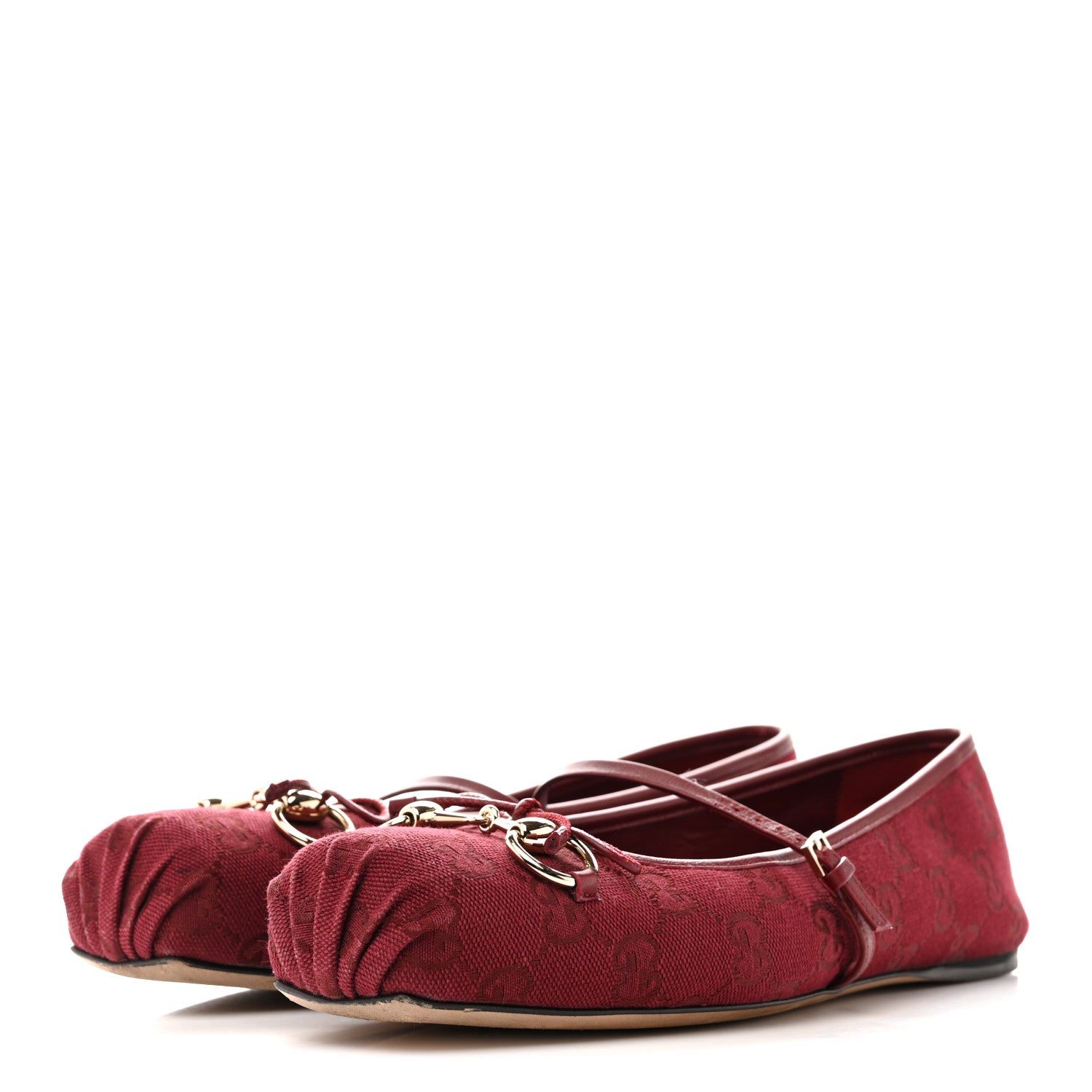 Gucci GG Monogram Horsebit Ballet Flats 40 Rosso Ancora 4 of 9