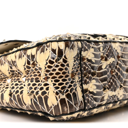 Valentino Garavani Snakeskin Lambskin Butterfly Medium Rockstud Spike Shoulder Bag Beige Multicolor 8 of 9