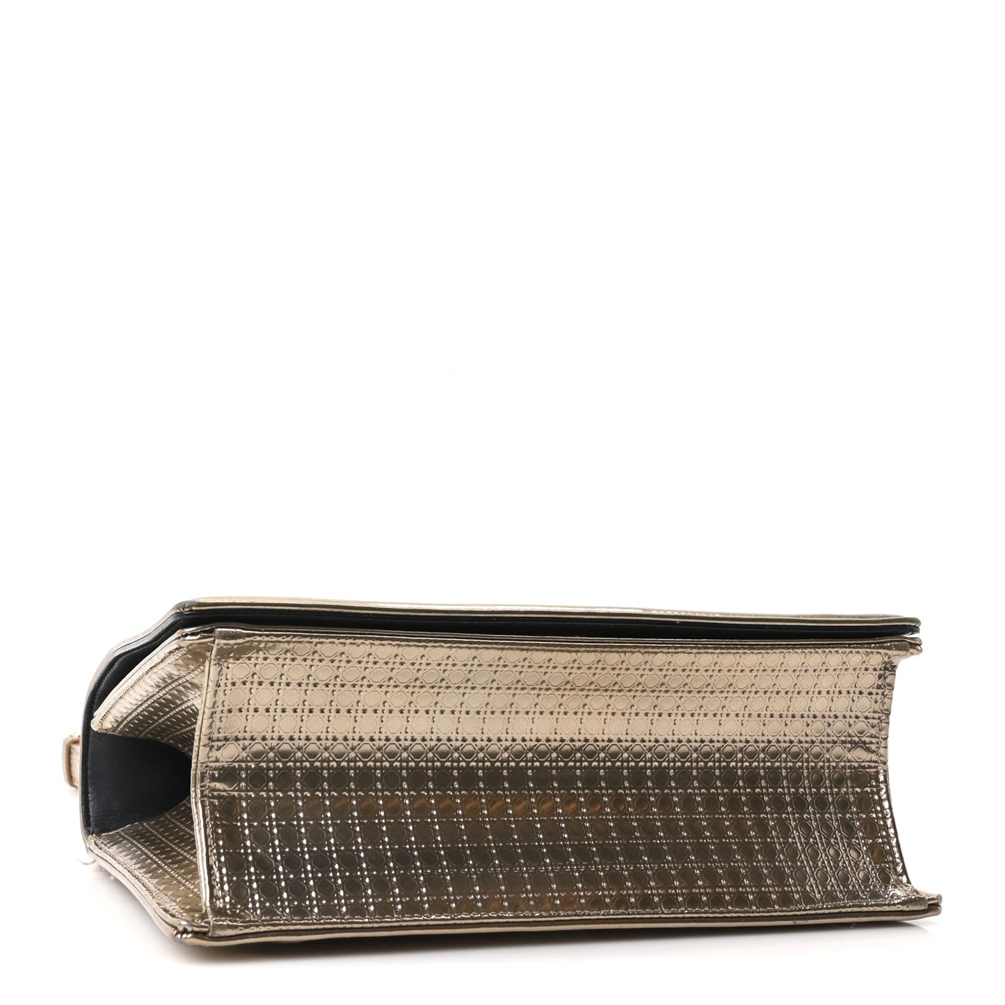 Metallic Patent Micro-Cannage Medium Diorama Flap Bag Gold