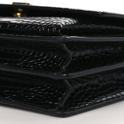 Saint Laurent Calfskin Crocodile Embossed Medium Monogram Sunset Black 7 of 7