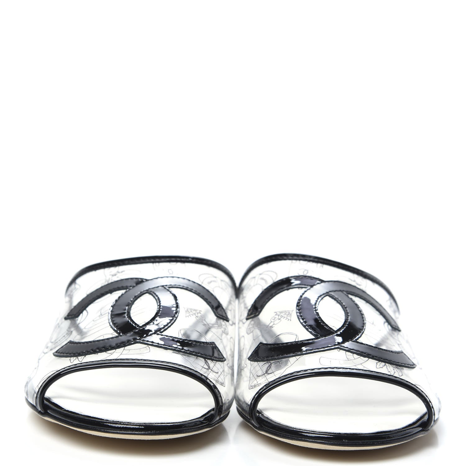 Chanel Patent PVC CC Sandal Mule 39 Black 2 of 7