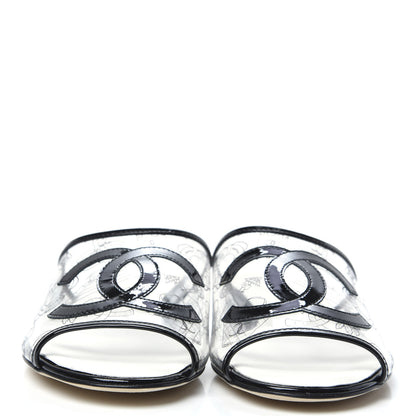 Chanel Patent PVC CC Sandal Mule 39 Black 2 of 7
