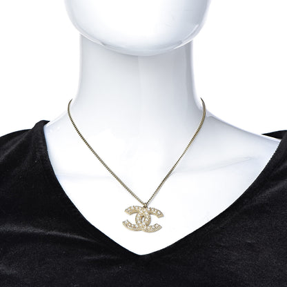 Chanel Pearl Crystal CC 100th Anniversary Pendant Necklace Light Gold 2 of 5