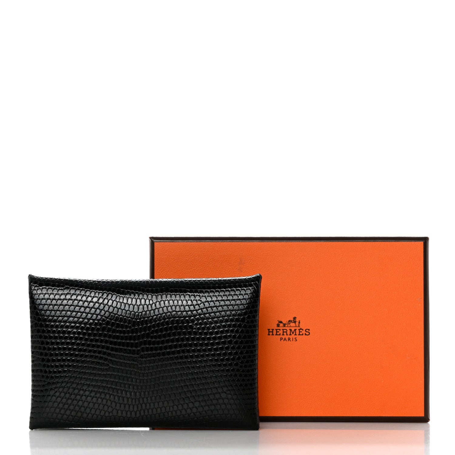 Hermes Lizard Calvi Card Case Black 8 of 8