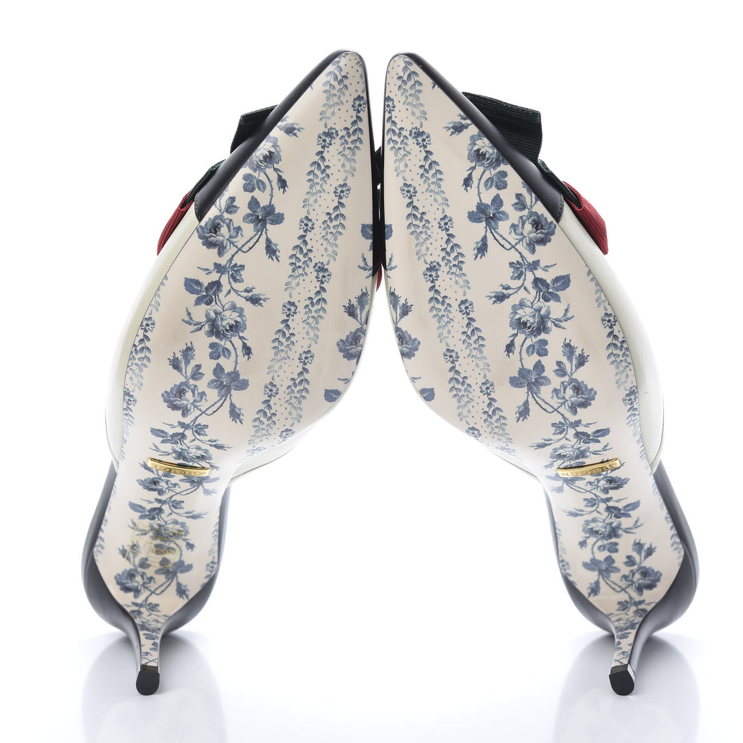 Malaga Kid Web Bow Mid Heel Mules 36.5 Black Vintage White