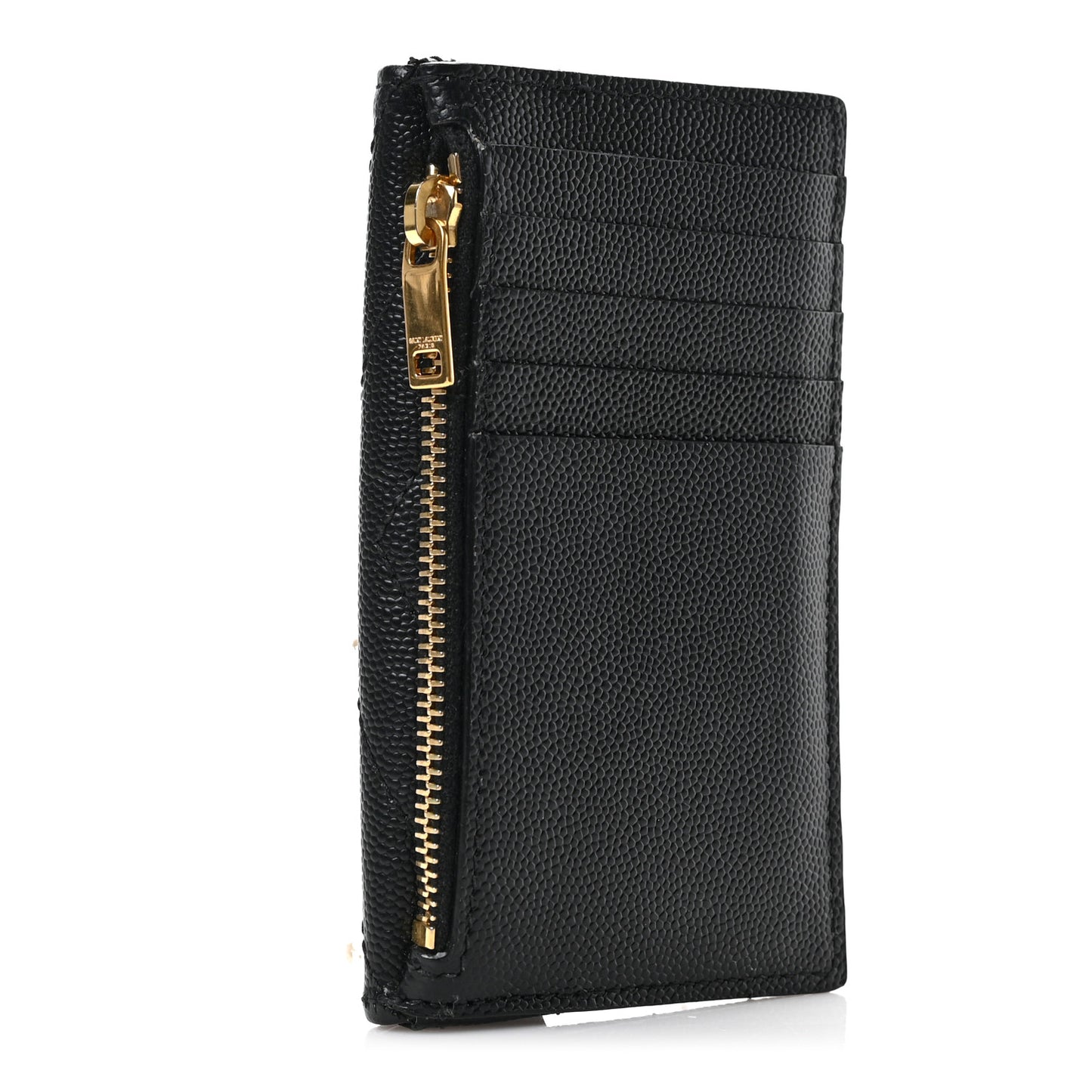 Grain De Poudre Matelasse Chevron Monogram Compact Wallet Black