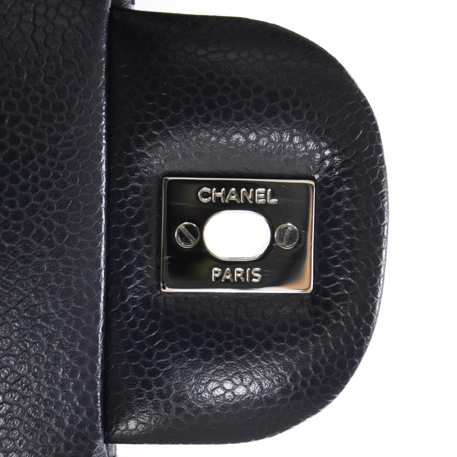 Chanel Caviar Jumbo Double Flap Navy Blue 9 of 11