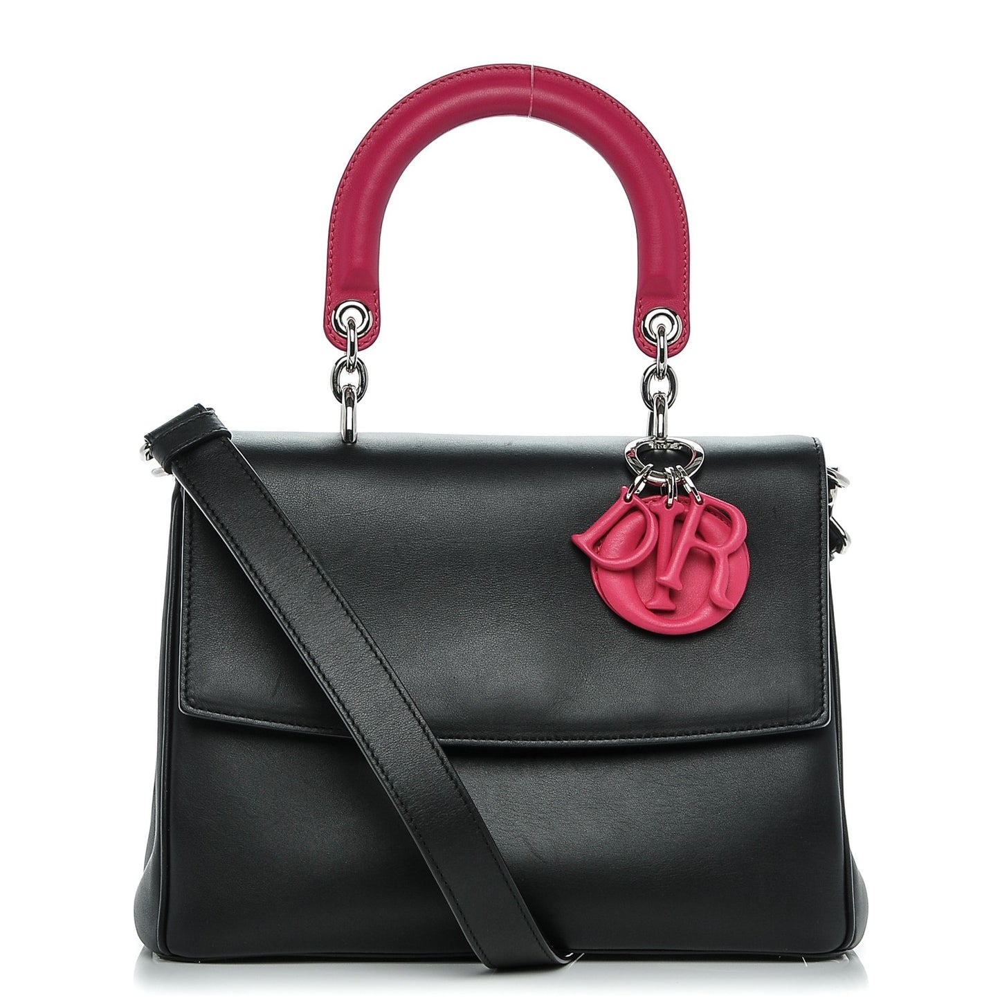 Smooth Calfskin Small Bi-Color Be Dior Flap Black Pink