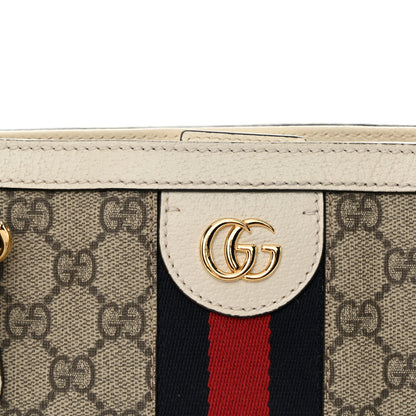 Gucci GG Supreme Monogram Textured Dollar Calfskin Web Medium Ophidia Shopping Tote Beige Ebony Mystic White 15 of 16
