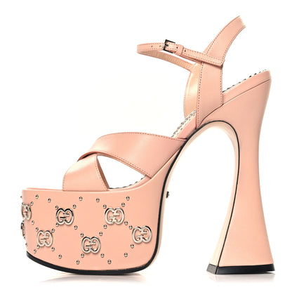 Gucci Malaga Kid Interlocking G Studs 155mm Platform Sandals 35 Perfect Pink 1 of 8