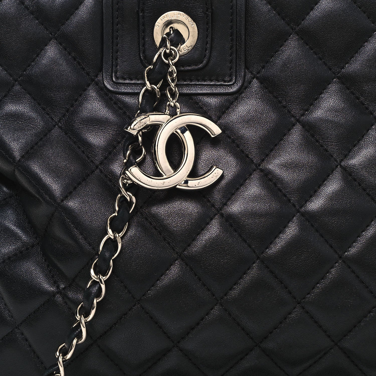 Chanel Lambskin Quilted Daily Shopping Tote Black 7 of 15