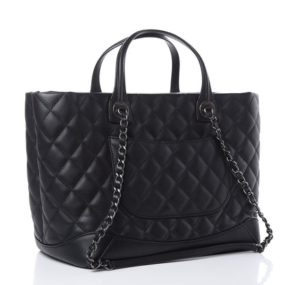 Chanel Calfskin Quilted Small Easy Shopping Tote Black 3 of 12