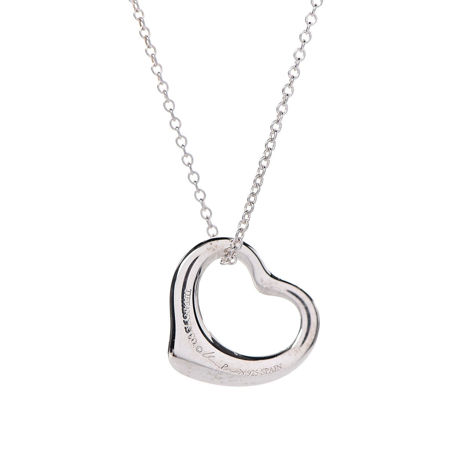 Tiffany Sterling Silver 16mm Elsa Peretti Open Heart Pendant Necklace 4 of 9