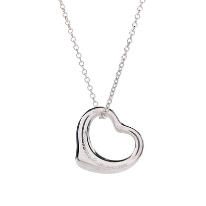 Tiffany Sterling Silver 16mm Elsa Peretti Open Heart Pendant Necklace 4 of 9
