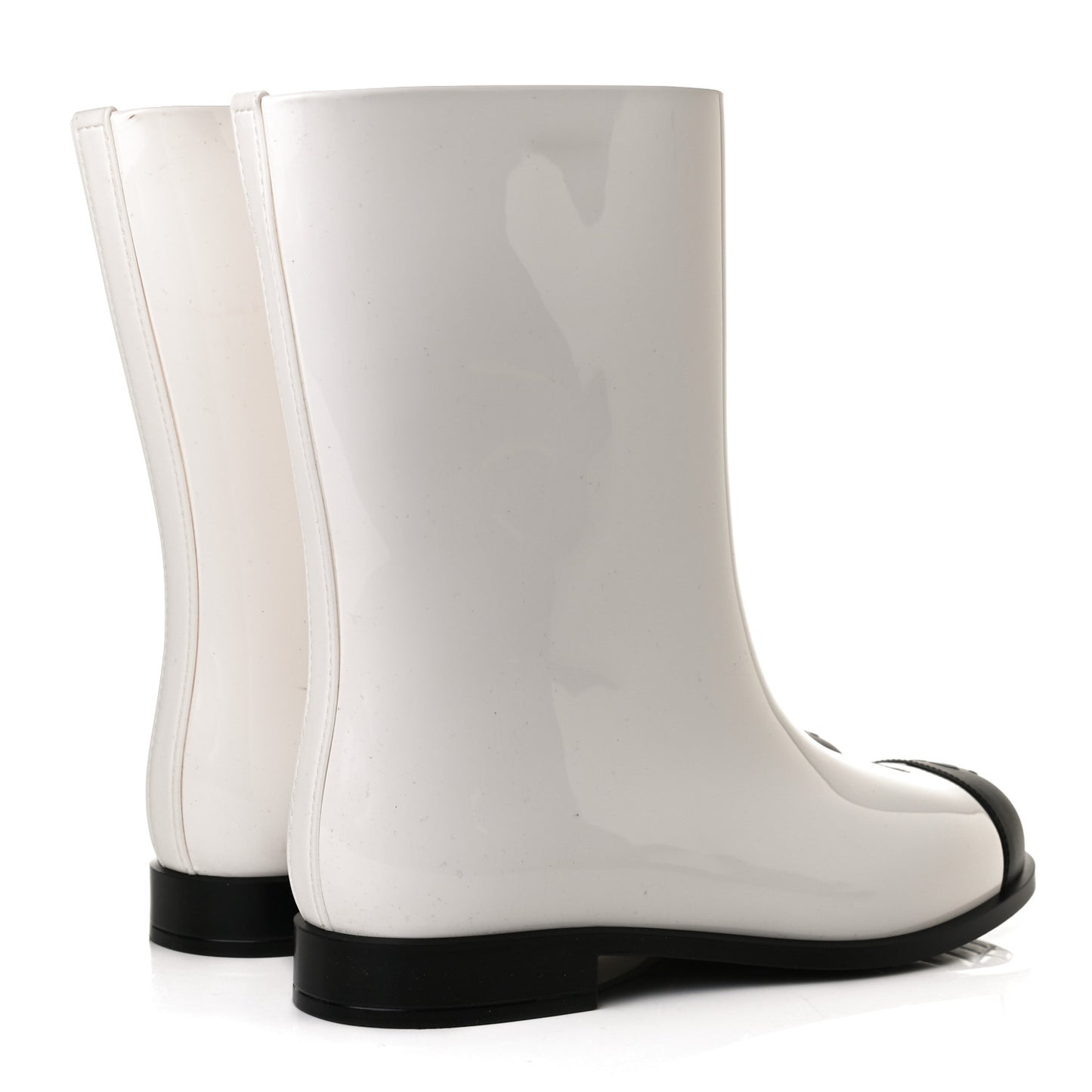 Rubber Rain Boots 38 Ivory Black