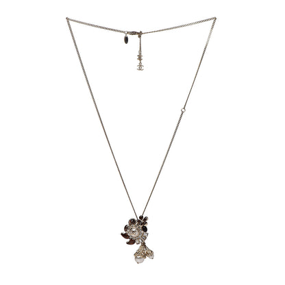 Chanel Gripoix Poured Glass Baguette Crystal Pearl CC Pendant Brown Light Gold 3 of 5