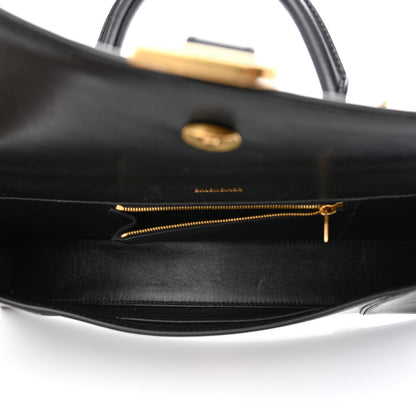 Balenciaga Shiny Box Calfskin Hourglass Stretch Top Handle Bag Black 5 of 11