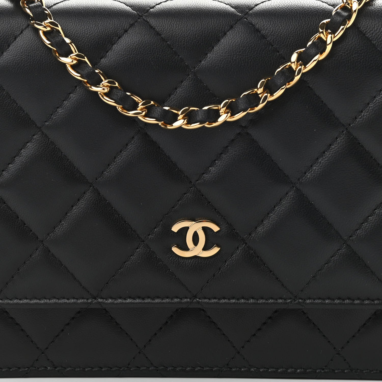 Chanel Lambskin Quilted Wallet On Chain WOC Black 9 of 15