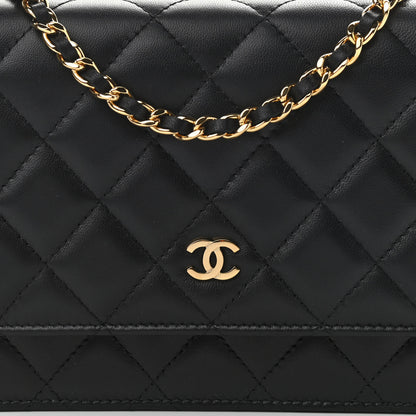 Chanel Lambskin Quilted Wallet On Chain WOC Black 9 of 15