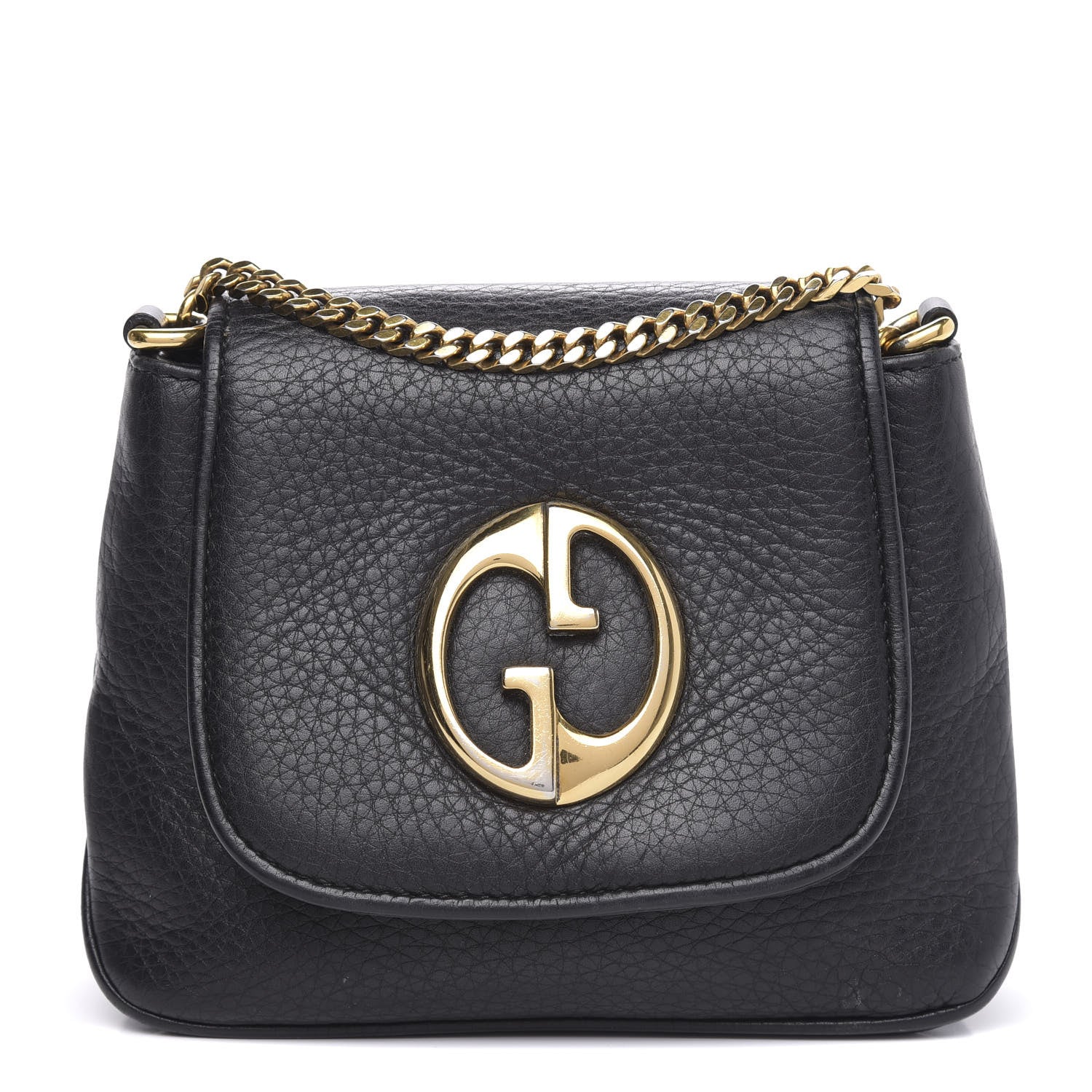 Gucci Pebbled Calfskin Small 1973 Chain Shoulder Bag Black 2 of 12