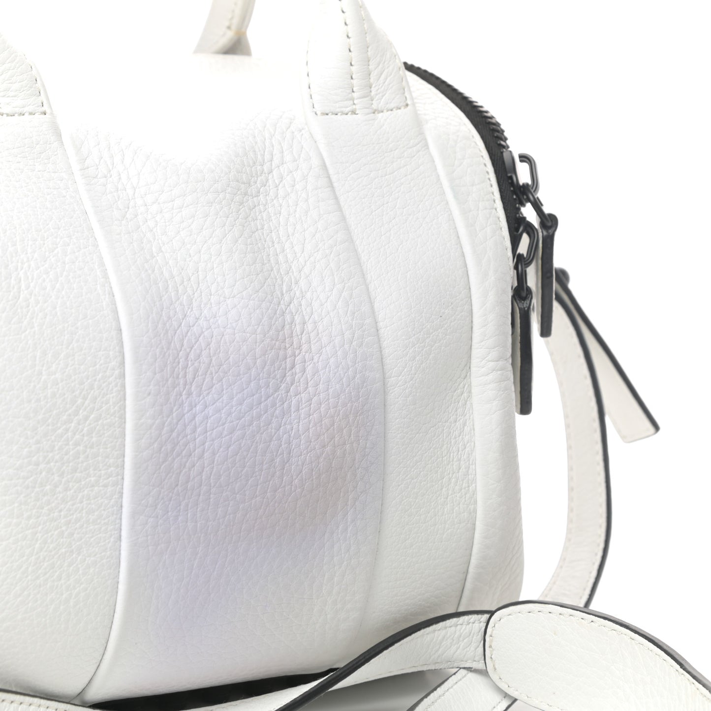 Pebbled Calfskin Rockie White Matte Black Hardware