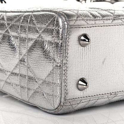 Christian Dior Metallic Grained Calfskin Cannage Small Lucky Badges My Lady Dior Silver 7 of 8