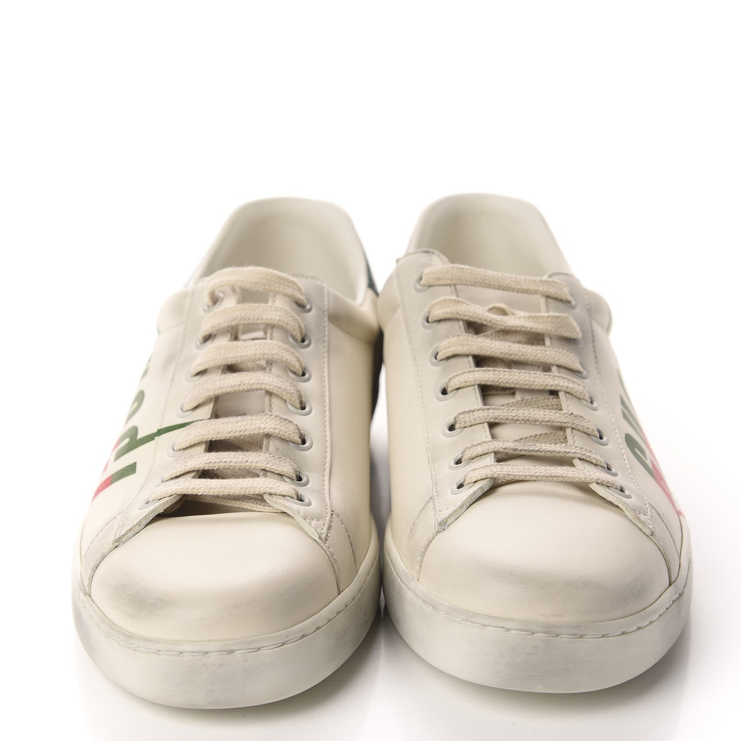 Gucci Distressed Calfskin Mens Ace Blade Sneakers 10 White 2 of 10