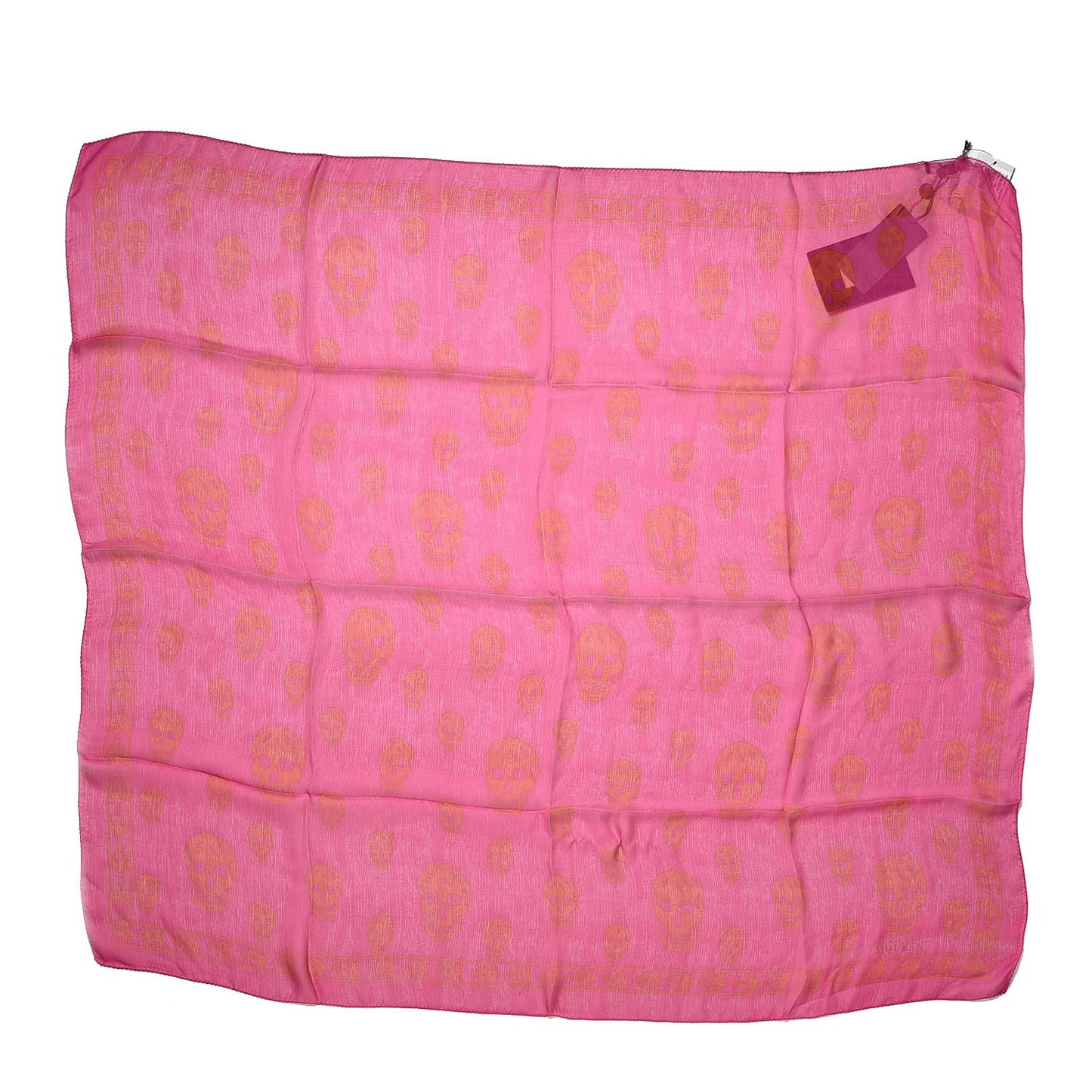 Silk Chiffon Skull Scarf Fuxia Red