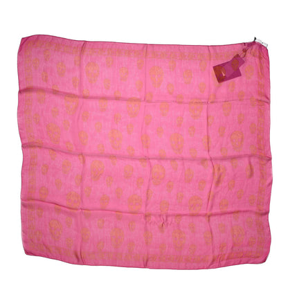 Alexander McQueen Silk Chiffon Skull Scarf Fuxia Red 3 of 7