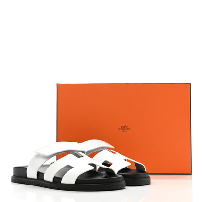 Hermes Calfskin Womens Chypre Sandals 39 White 10 of 10
