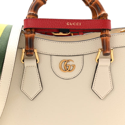 Gucci Textured Dollar Calfskin Web Small Diana Tote Bag Mystic White 8 of 10