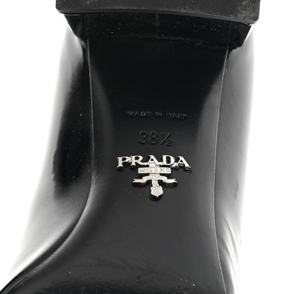 Prada Vernice Metal Triangle Logo 45mm Loafer Pumps 38.5 Black 7 of 10
