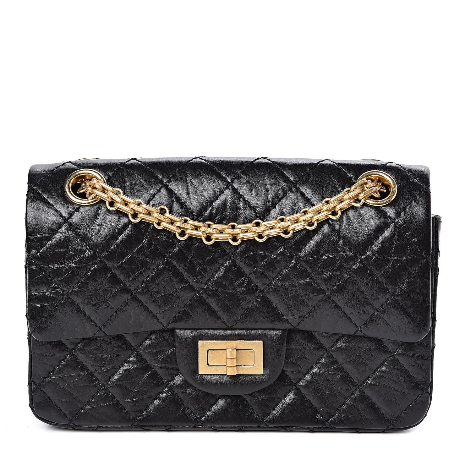 Aged Calfskin Quilted 2.55 Reissue Mini Flap Black