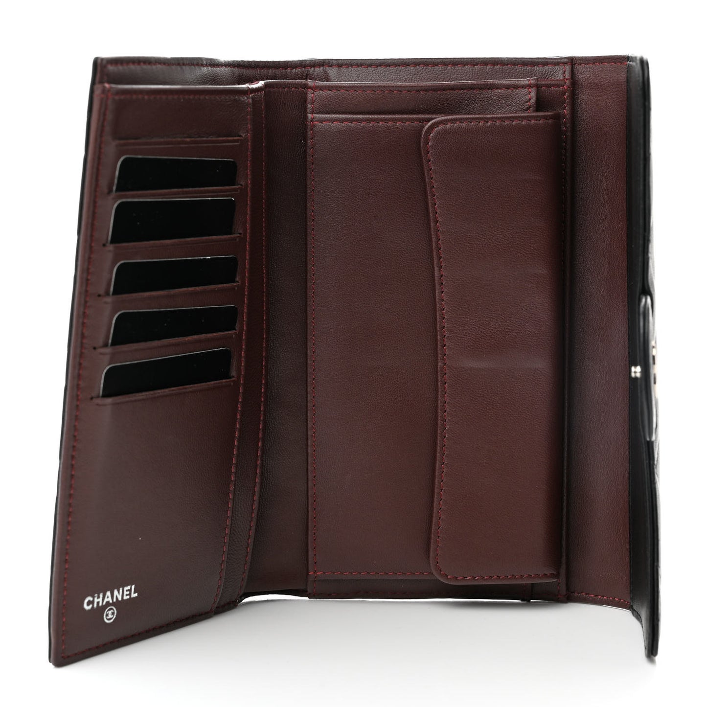 Lambskin Quilted Large Flap Wallet Black
