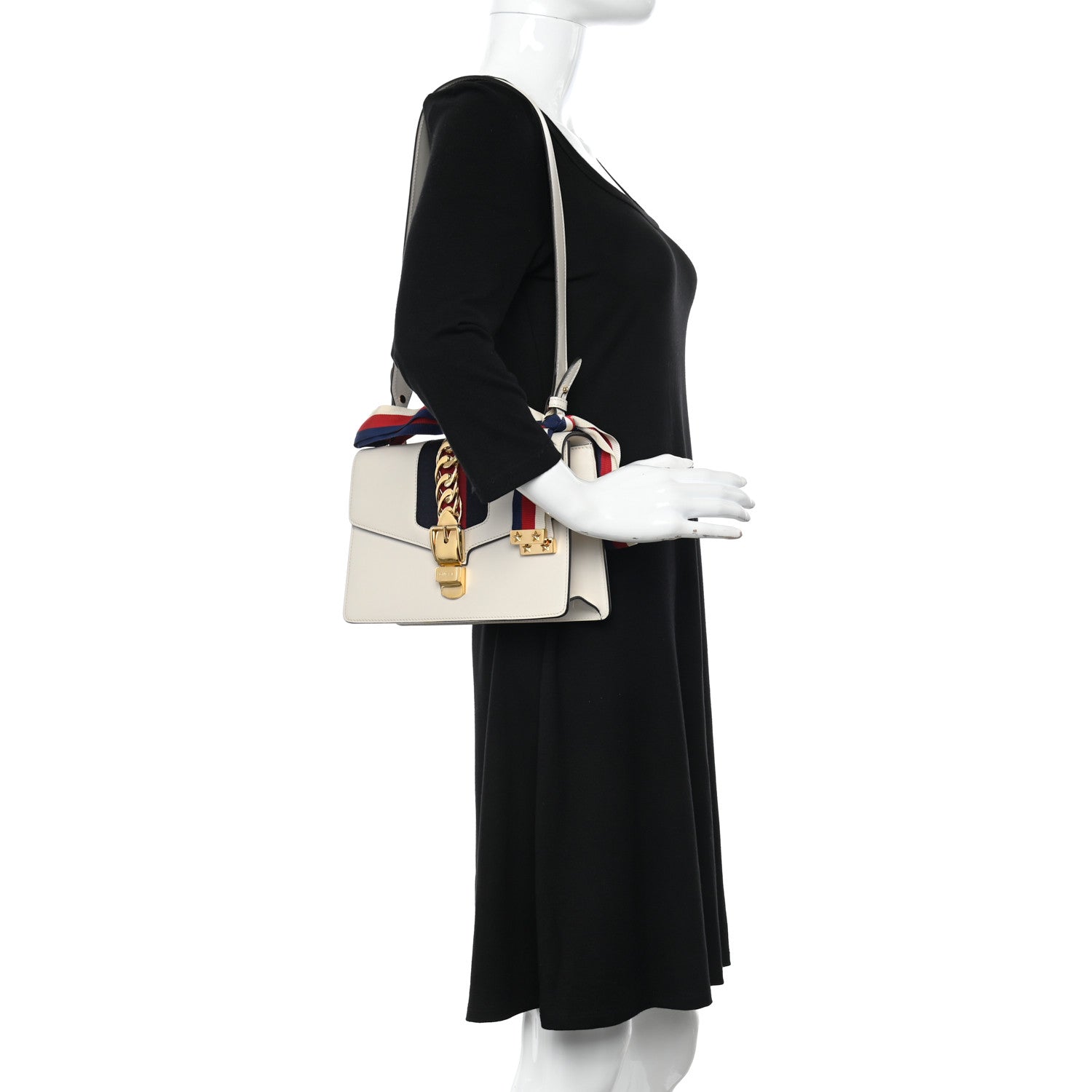 Gucci Calfskin Small Sylvie Shoulder Bag Off White 2 of 10