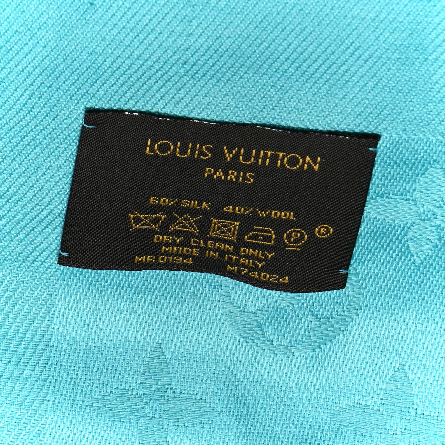 Silk Wool Monogram Shawl Blue