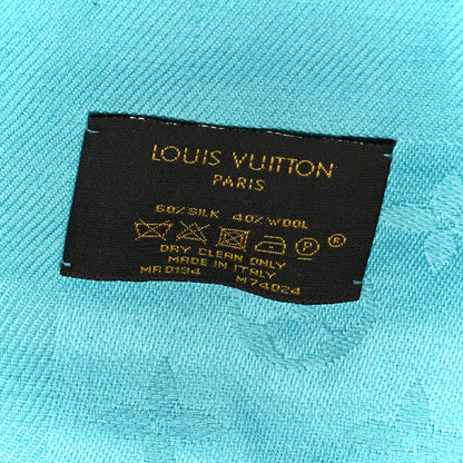 Louis Vuitton Silk Wool Monogram Shawl Blue 3 of 3