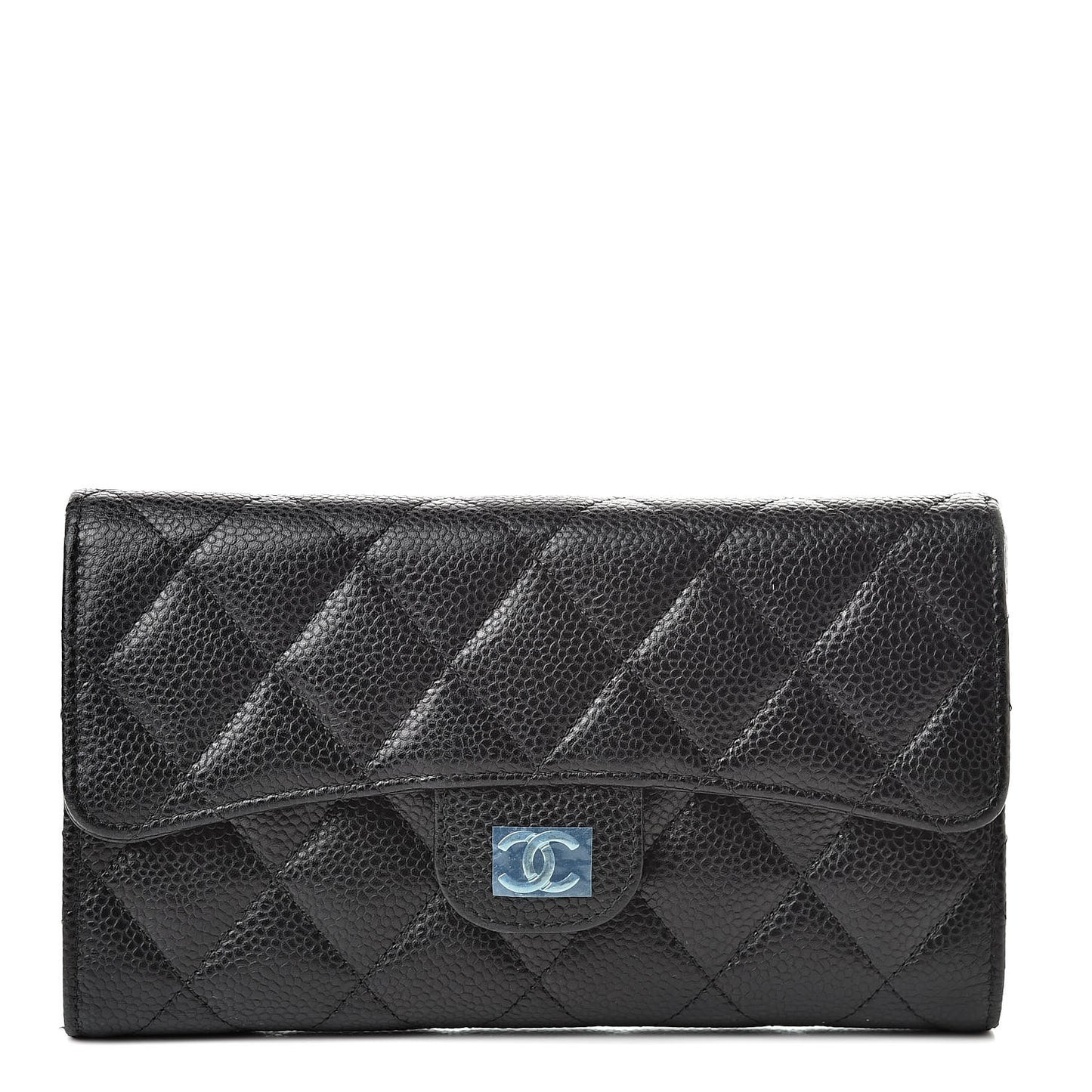 Caviar Quilted Large Flap Wallet Black