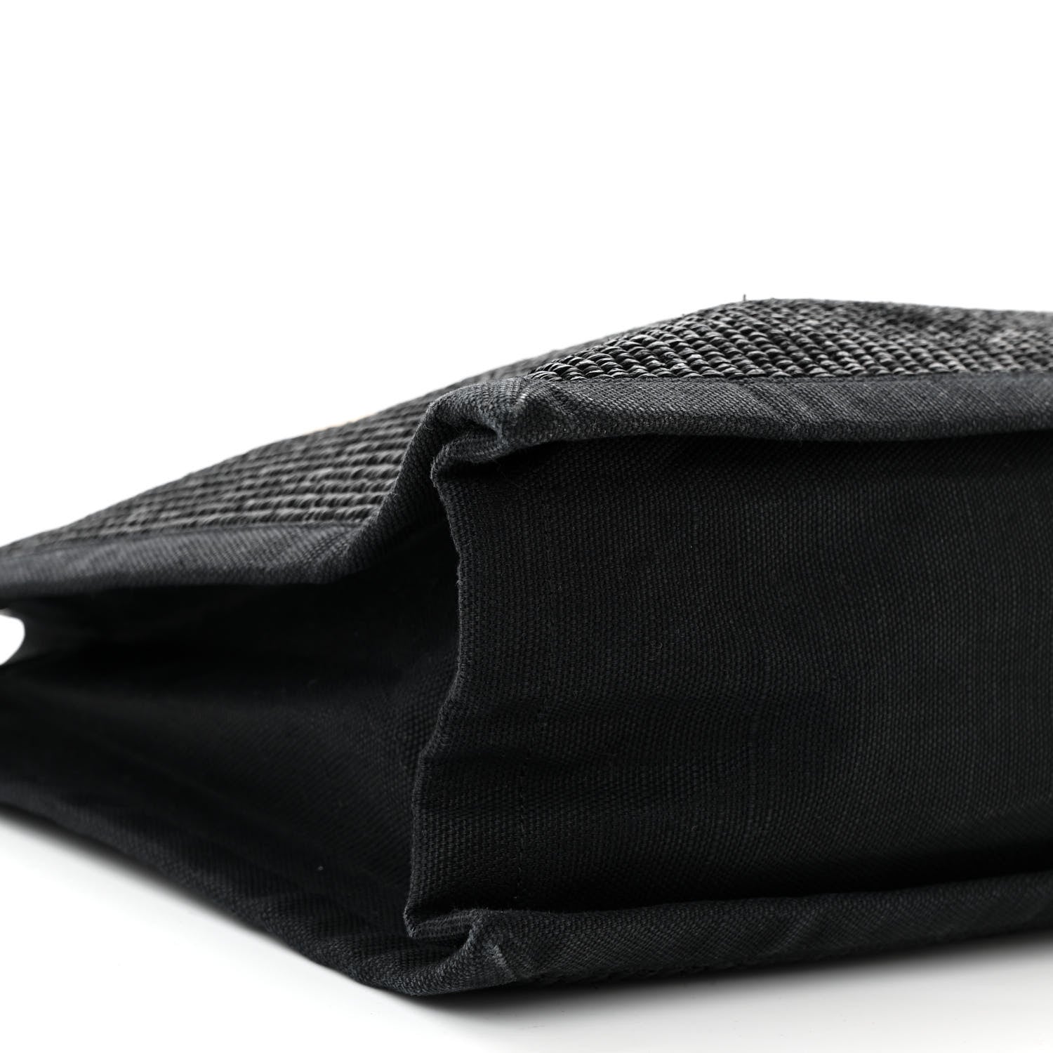 Saint Laurent Raffia Linen Calfskin Rive Gauche Tote Black 8 of 10