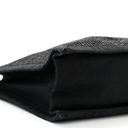Saint Laurent Raffia Linen Calfskin Rive Gauche Tote Black 8 of 10