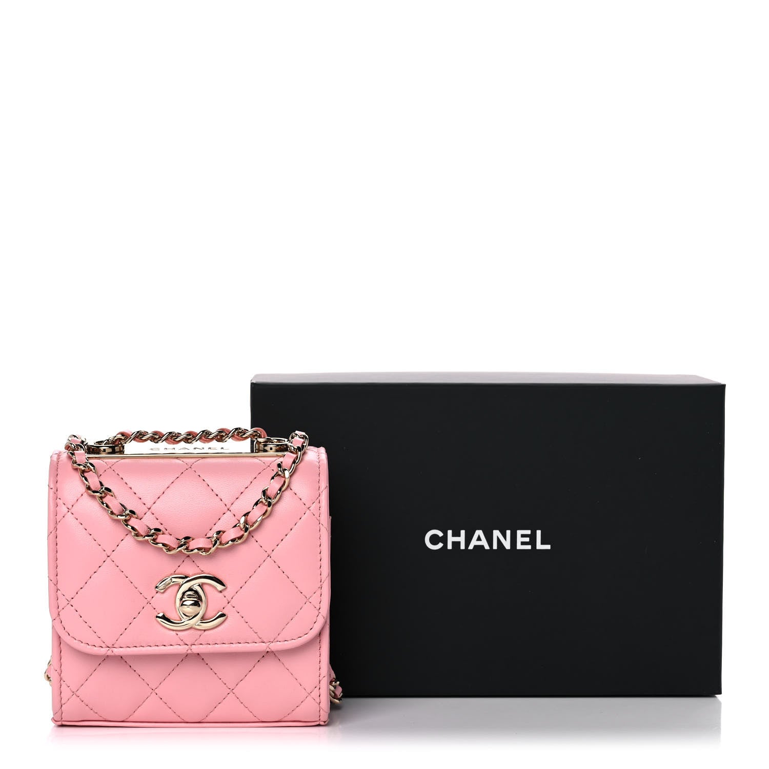 Chanel Lambskin Quilted Mini Trendy CC Clutch With Chain Pink 13 of 13