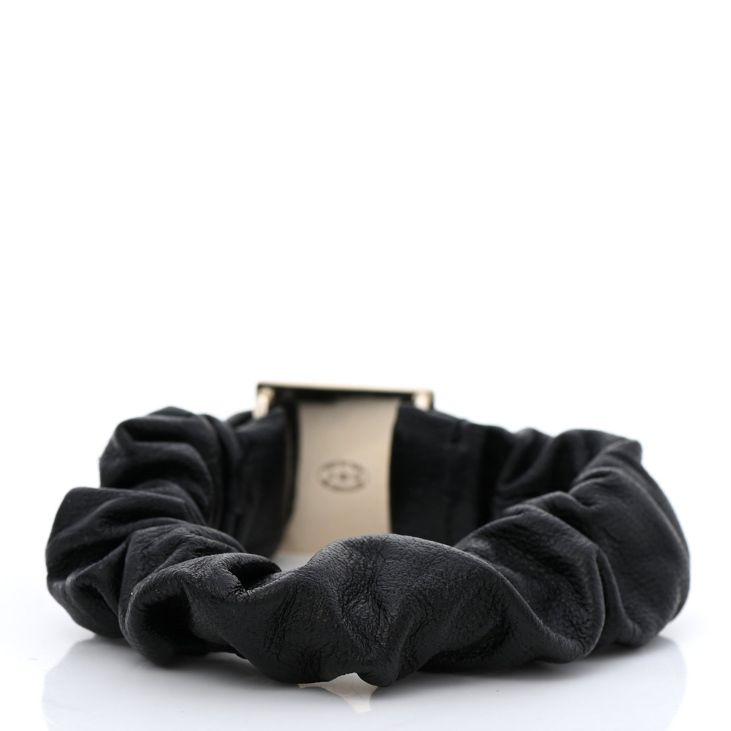 Lambskin Metal Enamel CC Hair Tie Black Gold