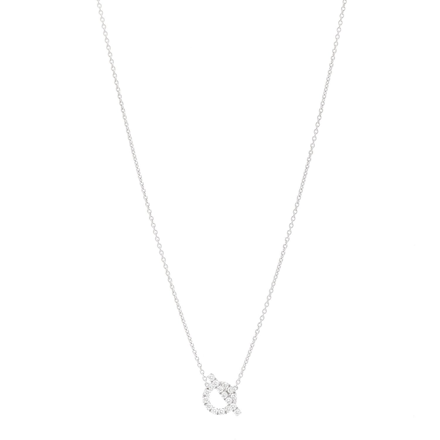 Hermes 18K White Gold Diamond Finesse Pendant Necklace 1 of 5