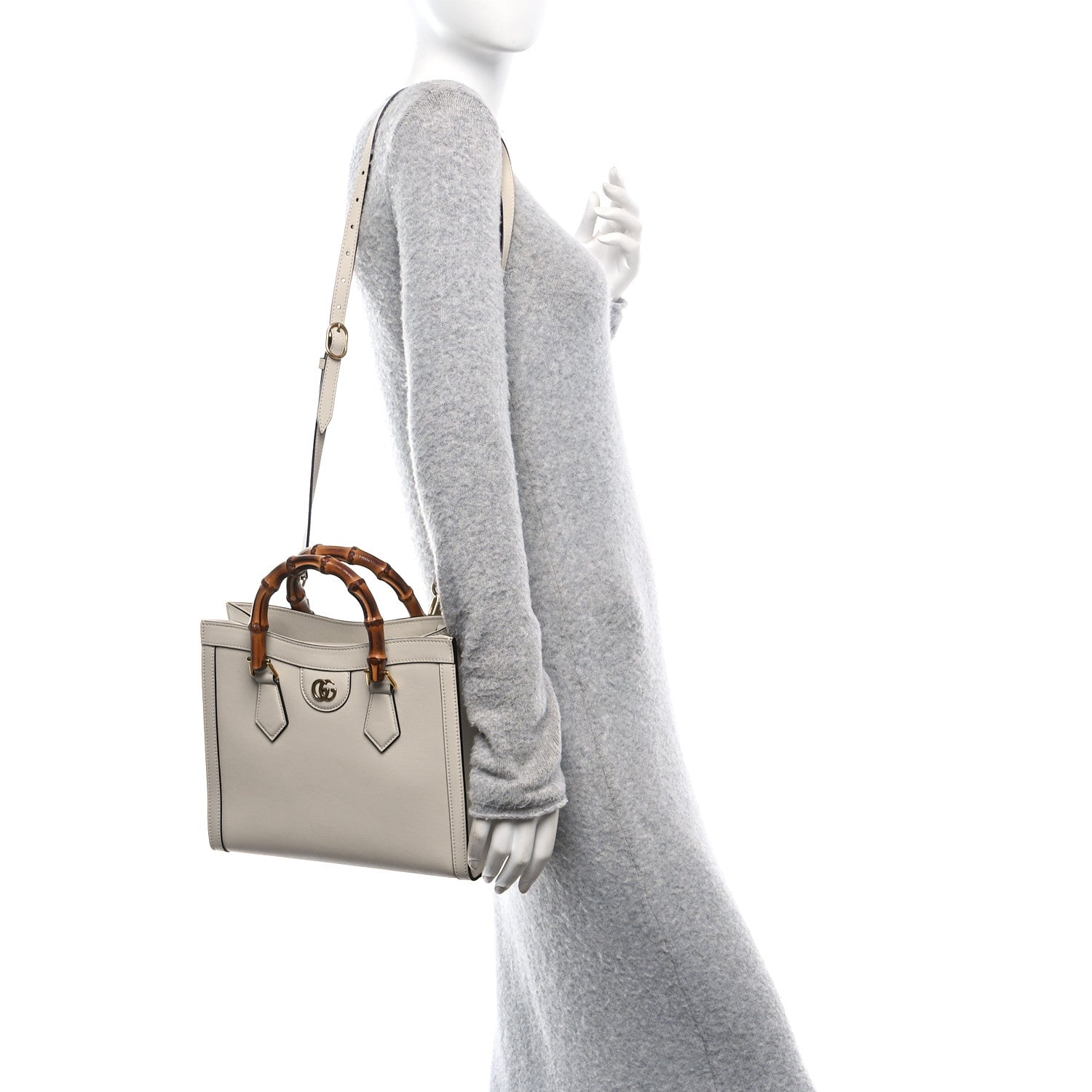 Gucci Wonka Grain Calfskin Small Diana Tote Bag Mystic White Cuir 2 of 10