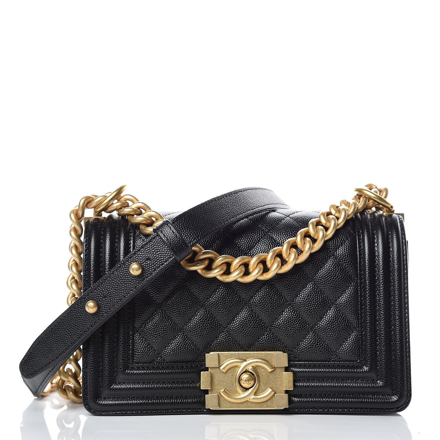 Caviar Quilted Small Boy Flap Black