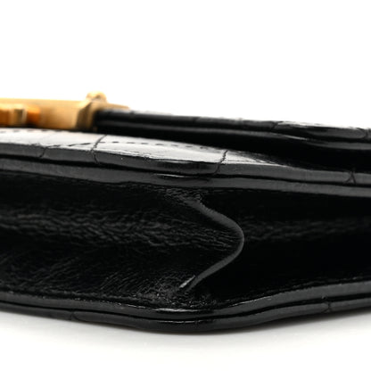 Chanel Goatskin Stitched Golden CC Wallet on Chain WOC Black 10 of 11