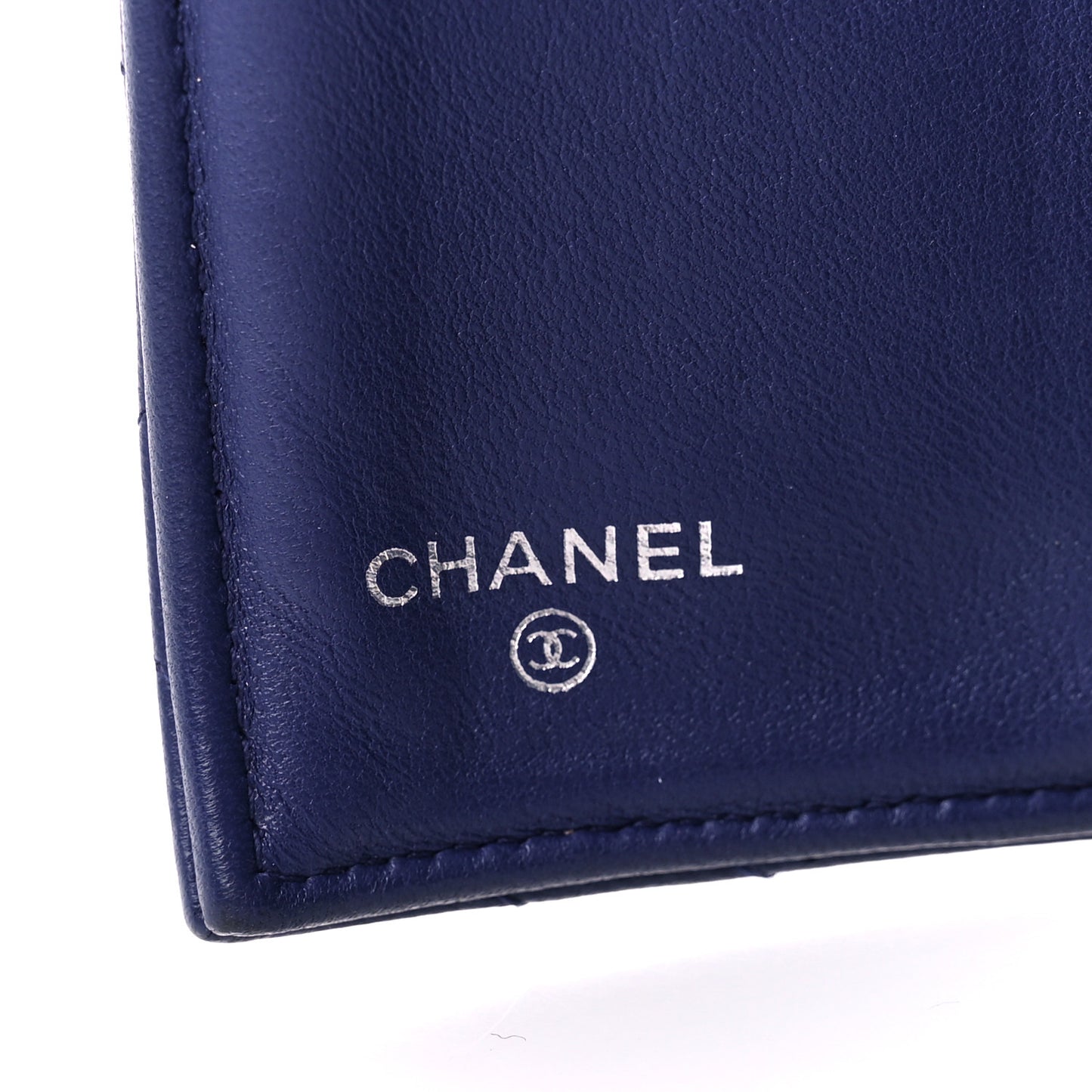 Lambskin Quilted Large Gusset Flap Wallet Blue
