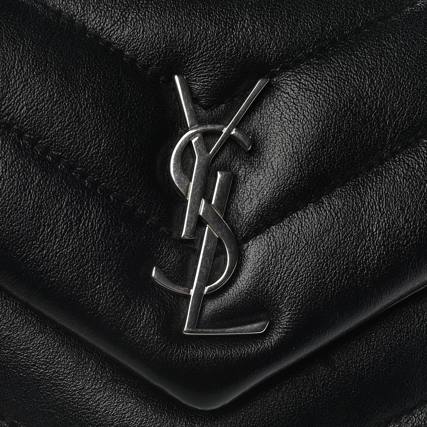 Calfskin Y Quilted Monogram Toy Loulou Crossbody Bag Black