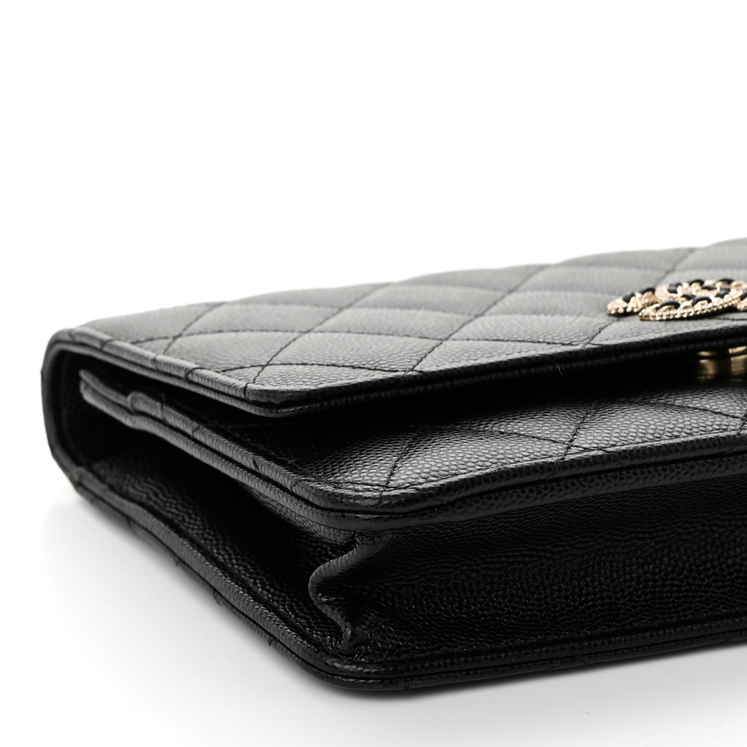 Chanel Caviar Quilted Crystal CC Wallet On Chain WOC Black 10 of 12